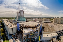 Superior Rigging and Erecting Co. assisted with the construction of the Hard Rock Hotel and Casino expansion using Liebherr LR 1300 SX crawler crane.