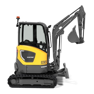 Volvo debuted the first of its electric compact equipment, the ECR25 excavator and L25 wheel loader