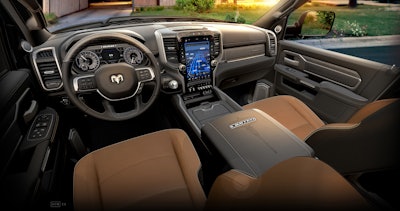 2019 Ram HD Kentucky Derby Limited black and saddle interior.