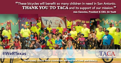 Building bikes in San Antonio for SA Youth. TACA members are part of the communities in which they live and work.