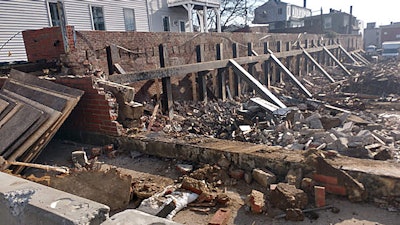 Costello Dismantling was called upon by Sea and Shore Contracting to carefully dismantle the roof and internal structure of a former contractor’s garage in South Boston.