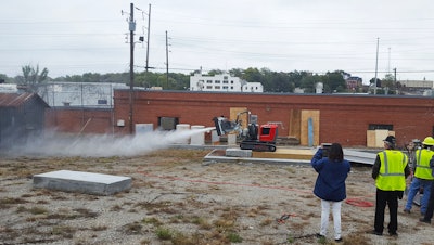 Brokk’s 10,000-square-foot facility incorporates an outdoor proving ground with various concrete structures.