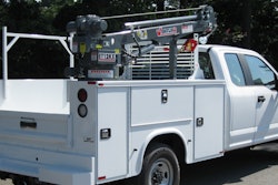 The Venturo ET12KX-P electric-hydraulic service crane can be installed on trucks with a minimum 8,800-lb. GVWR. It features a 12,000-ft.-lb. rating and a 3,500-lb. maximum capacity.