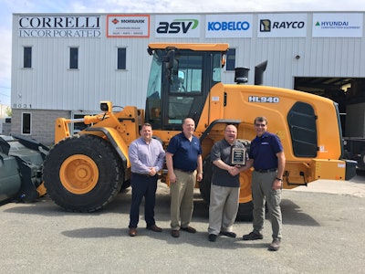 From left, Ryan Correlli, general manager; Bill Correlli, sales and parts manager; Patrick Correlli, president; Bill Klein, HCEA district manager–Northeast.