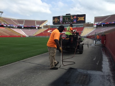 Sprayed on the pavement, gilsonite-based sealer is a chemically engineered asphalt preservation product comprised of a cationic emulsion with a modified sealer-binder, rejuvenators and specially selected plasticizers.