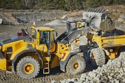 Volvo is testing a remote-controlled L180H wheel loader, on a test track served by 5G mobile broadband. A number of physical barriers, uphill and downhill tracks and rough terrain are designed to mimic the real conditions of a construction site.