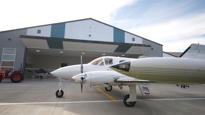 There’s room in the hangar for this Cessna 421 in addition to the two planes owned by Acheson.