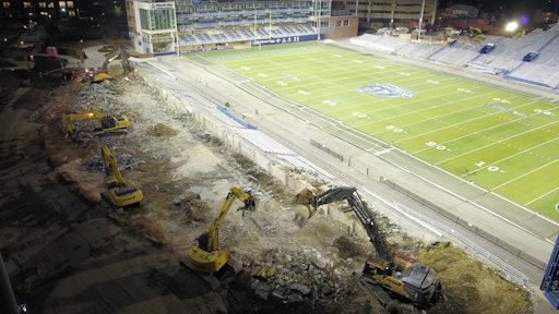 East Coast Abatement & Demolition was contracted to demolish the east side of Old Dominion University's football stadium.