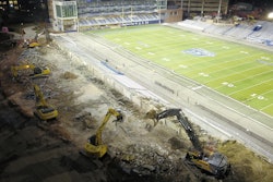 East Coast Abatement & Demolition was contracted to demolish the east side of Old Dominion University's football stadium.