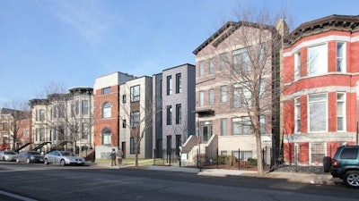 Rendering of Skender 'affordable' three-flats (third and fourth buildings from right).