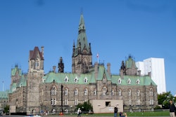 The West Block building while under restoration in 2010.