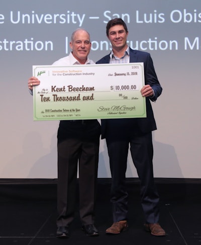 Kent Beecham 2018 Grand Prize Check