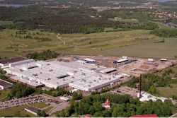 Aerial view of the Volvo CE axle and transmission factory in Eskilstuna, Sweden.