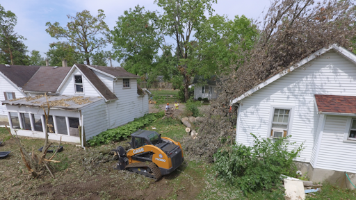 Team Rubicon used a Case TV380 compact track loader with brush grapple to clear debris following an Ef4 tornado touch down in the Dayton, OH area.