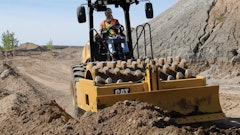 Cat CP56B vibratory soil compactor ---- Caterpillar’s IC solution, Cat Compaction Control, is available on its soil compactors such as the CP56B (pictured)