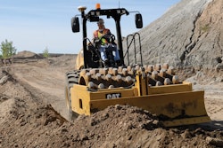Cat CP56B vibratory soil compactor ---- Caterpillar’s IC solution, Cat Compaction Control, is available on its soil compactors such as the CP56B (pictured)