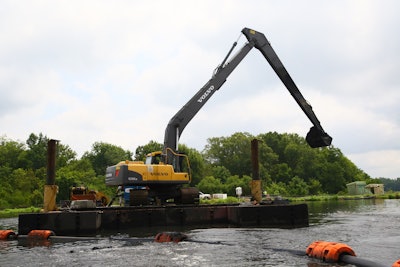 Machine stability is a major consideration with long front machines and the longer reach will limit bucket and attachment size. Image source: Volvo CE