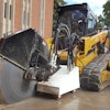 Being attached to a skid steer, the attachment can be used in almost any terrain.