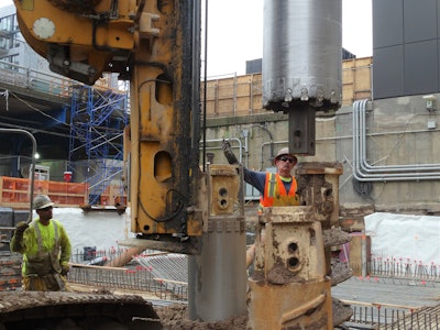 Urban fitted the BAUER BG Drilling Rigs with BAUER Double Wall Casings, an SBF-P2 Progressive Auger, and a KR-R Core Barrel with Round Shank Chisel to drill Rigid Inclusion Elements at 18 Sixth Avenue in Brooklyn.