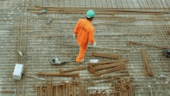 Construction Man Walking For Fatigue