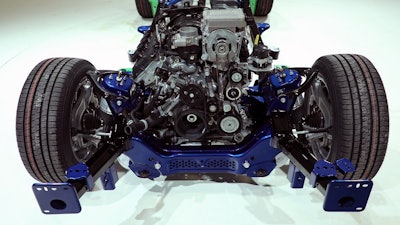 The Ram 1500 front frame-rails are splayed to better manage crash energy in certain types of frontal collisions.
