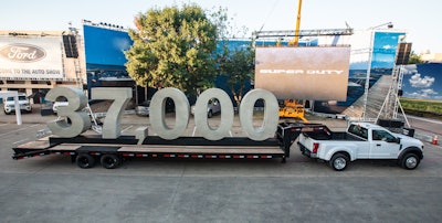 A properly equipped Ford F-450 can tow up to 37,000 lbs.