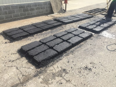 For later use, divide the asphalt into 2 ft. x 2 ft. 'bricks,' 2-3 in. thick.
