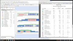 On-Center Software's on-screen takeoff software shows a color-coded digital takeoff of an elementary school construction project with the building materials quantities listed.