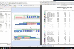 On-Center Software's on-screen takeoff software shows a color-coded digital takeoff of an elementary school construction project with the building materials quantities listed.