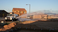 Today Agua Trucks operates five water trucks, seven large construction sweepers, two parking lot sweepers and a variety of support equipment. The 26-person company generates 15% of its revenue from parking lot sweeping and 85% of its work from use of its water trucks and construction sweeping.