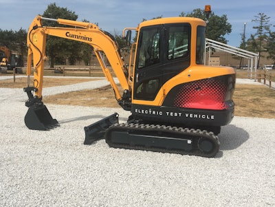 Powered by Cummins BM4.4E flexible battery modules (4.4 kWh each), the Hyundai R35E excavator prototype is designed to support a full work shift and charge in under three hours.