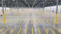 Over two days Vish Munusami, G-Force Parking Lot Striping of Tampa, laid out and striped 1,800 stalls and put down 39,000 linear feet of 4-in.-wide striping throughout the 250,000-sq.-ft. warehouse.