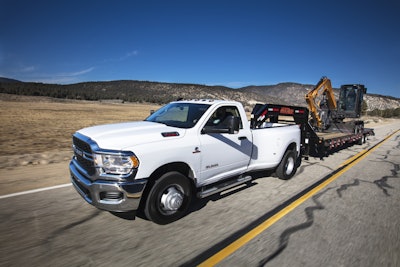 The Ram 3500 dual rear wheel pickup includes specifically designed sensors to cover the added width of dual rear wheels, giving a wider span of coverage when backing up with limited view.