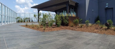 A hand carved, travertine finish was chosen for the project using SUNDEK SunStone.