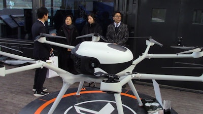 A drone scans the jobsite and transmits topographical information to the X-Center to produce 3D data that is used to establish the optimal operational plan.