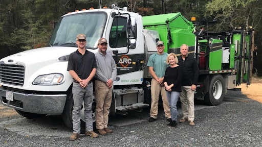 The Asphalt Restorations team (from left) Left to right: Miller Spivey, Mike Spivey, Jacob Hixon, Allison Becraft, Scott Becraft.