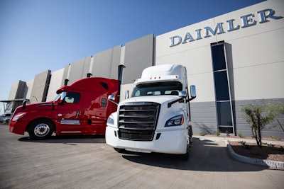 Freightliner Cascadias outside the all-new Goodyear, AZ PDC