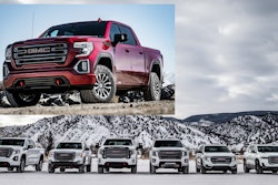 Sales success of the GMC Sierra AT4 (inset 2019 model) drove adoption of the off-road capability package across GMC's truck and SUV line.