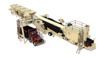 The Astec Voyager 140 highly portable asphalt plant. With production capacity of 140 tonnes/hour and RAP mixing capability of 50%, the Voyager 140 sets the standard for portability, production and sustainability.