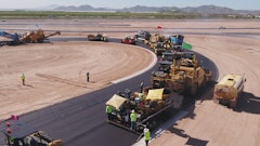 To complete this project, Sunland utilized three pavers, three material transfer vehicles, 20 rollers, 50 dump trucks and a crew of 47 Sunland employee owners running continuously.