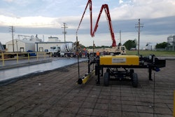 The ScreedSaver Max 200 is action on a potato storage facility parking lot in Winkler, Manitoba, Canada.