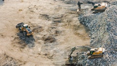 Three Yellow Excavators Near Front End Loader 1238864