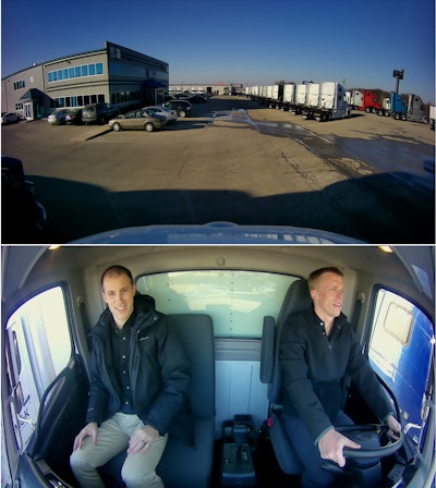 Pro-Vision DR-200's 175-deg. forward (top) and cab (bottom) views