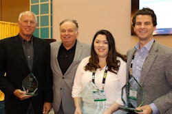 Innovation Award winners are (from left), Todd Melin and Ricky Stone, Ver-Mac (third place); Jessica Roy, Royal Innovative Solutions (first place); and Adam Selevan, Pi Variables (second place).