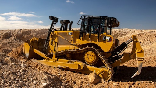 The Cat® D7 moves up to 8% more material per hour than the D7E, with about 6% more weight and 12% more horsepower. Blade capacity is increased by 10%, and the elevated sprocket undercarriage delivers better ride and balance, as well as increased penetration force.