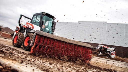 Bobcat S76 skid steer with angle broom