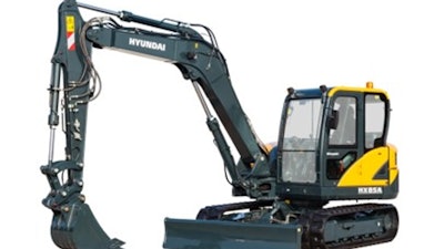 The new Hyundai HX85A model is the company’s first compact excavator included among the A Series machines, and the first to be designated an HX model number. The largest of Hyundai’s compact excavator models.