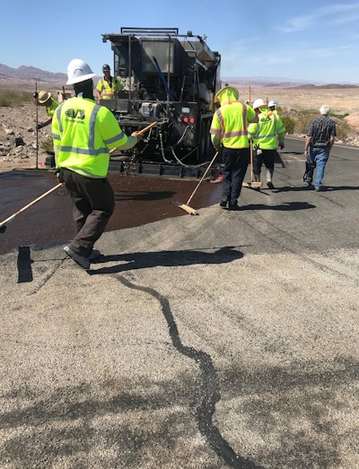 Over 65 different crew members played a part to accomplish each step of the project from sweeping, milling, crack sealing, microsurfacing, chip sealing, paving and striping.