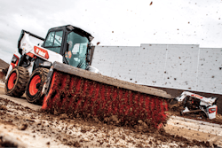 Bobcat S76 skid steer with angle broom