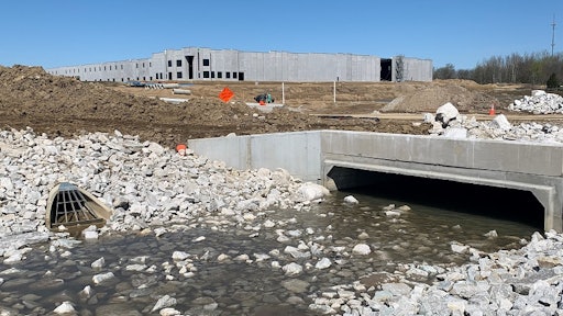 Hendricks Gateway Park required a stormwater management system featuring concrete components from Rinker Materials so commercial truck traffic can safely enter and leave the industrial campus.